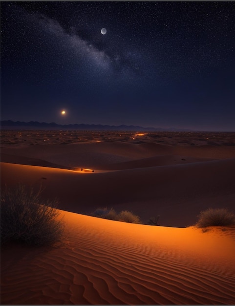 beautifil night view of desert