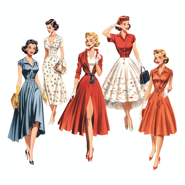 Photo beautiful 1950s dress clipart illustration