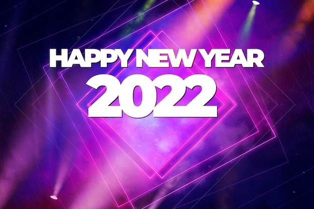 Beautiful 2022 new year neon style glowing banner design