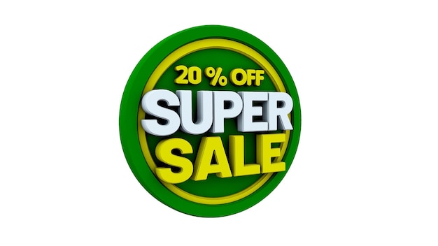 A beautiful 3d illustration with text 20 off super sale Discount for big sales