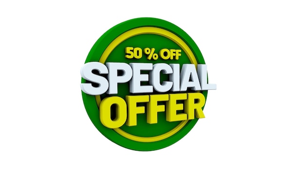 A beautiful 3d illustration with text 50 off special offer Discount for big sales