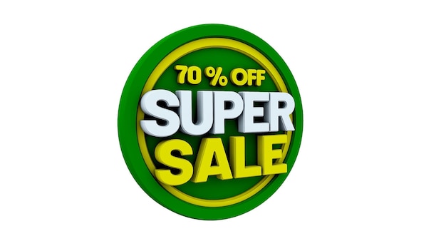 A beautiful 3d illustration with text 70 off super sale Discount for big sales