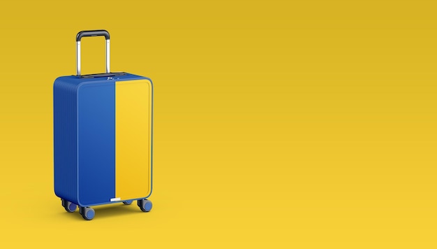 A beautiful 3d illustration with ukraine flag on suitcase