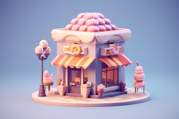 beautiful 3D model of a food shop design for carbonic amazing food shop fantasy shop illustration