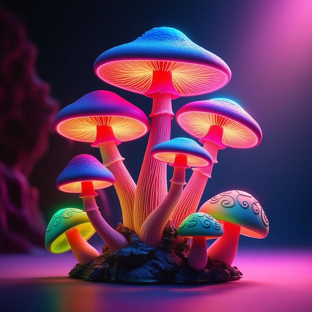 Photo beautiful 3d mushrooms