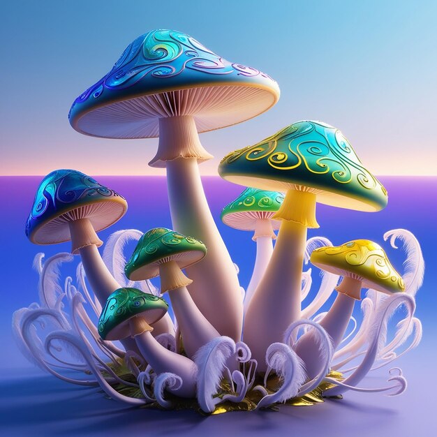 Beautiful 3d Mushrooms