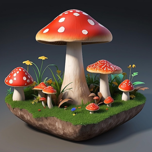 Photo beautiful 3d mushrooms