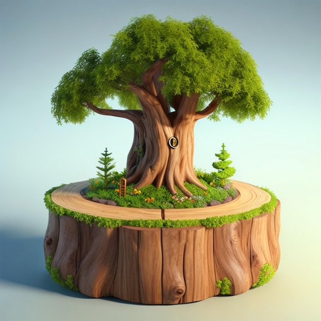 Beautiful 3D render tree generative by Ai