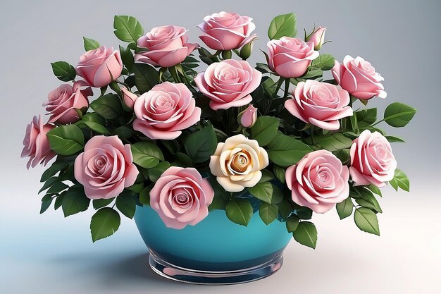 Beautiful 3d rose flowers arrangement