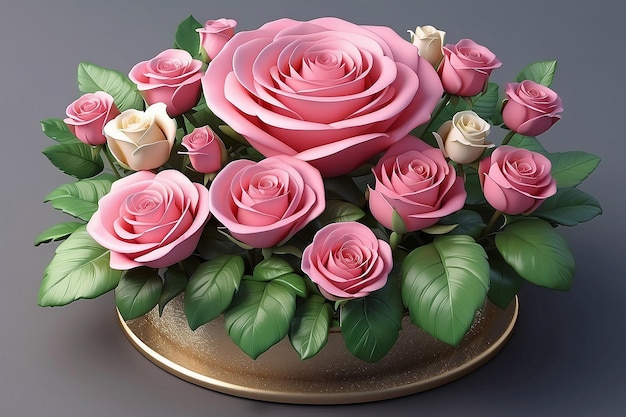 Photo beautiful 3d rose flowers arrangement