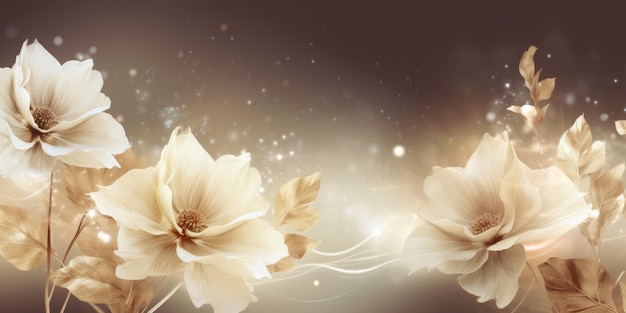 Beautiful abstract beige night photo floral design background banner beautiful Generative AI AIG32