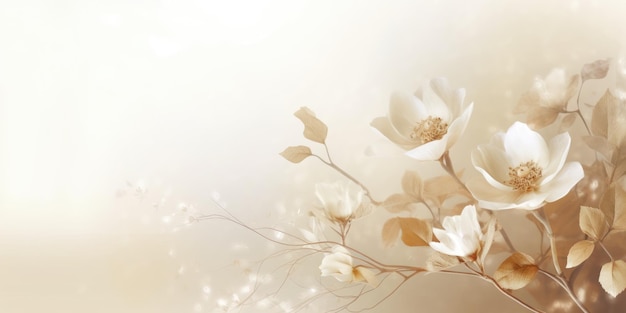 Beautiful abstract beige and white imisty morning photo floral design background banner beautiful Generative AI AIG32