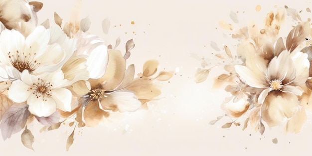 Beautiful abstract beige and white watercolor floral design background beautiful Generative AI AIG32