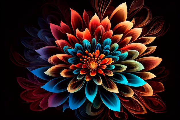 Beautiful abstract colorful flower design Generative AI