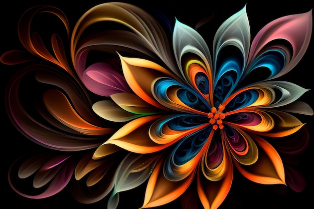 Beautiful abstract colorful flower design Generative AI