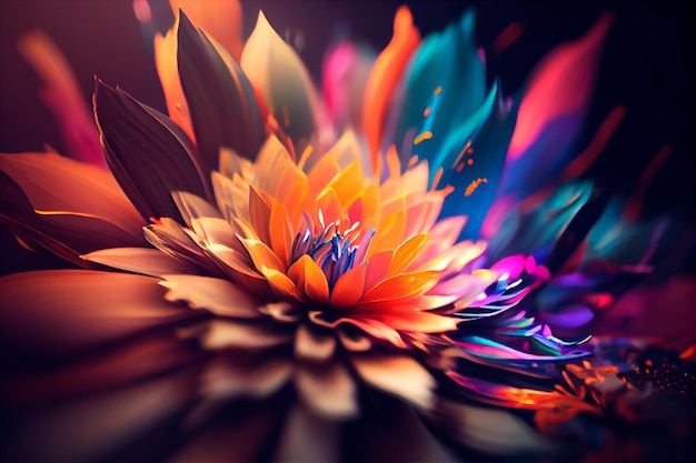 Beautiful abstract colorful flower design Generative AI