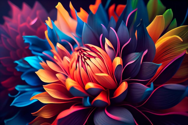 Beautiful abstract colorful flower design Generative AI