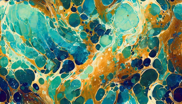 Beautiful abstract fluid art with swirl of acrylic pouring paints