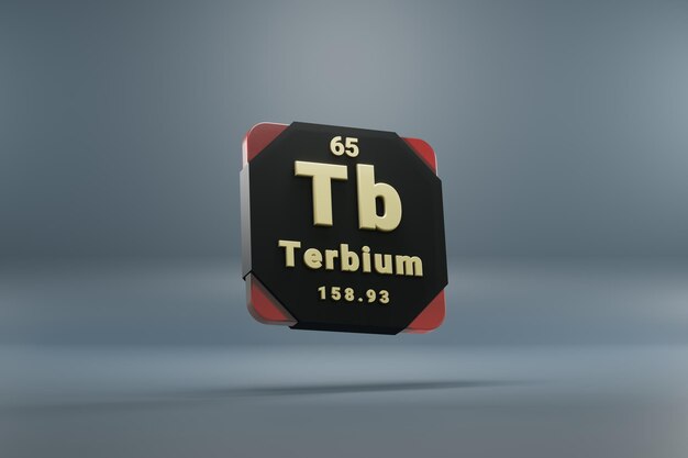 Photo beautiful abstract illustrations standing black and red terbium element of the periodic table mode