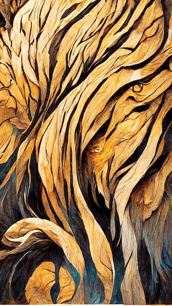 Beautiful Abstract lion wood painting