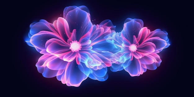 Beautiful abstract neon light transparent floral design background beautiful Generative AI AIG32