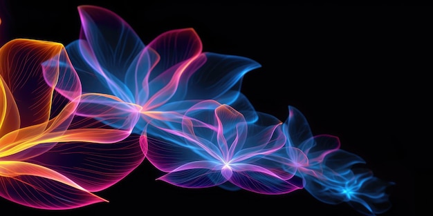 Photo beautiful abstract neon light transparent floral design background generative ai aig32