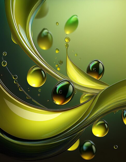 Photo beautiful abstract olive background with drops of oil and water