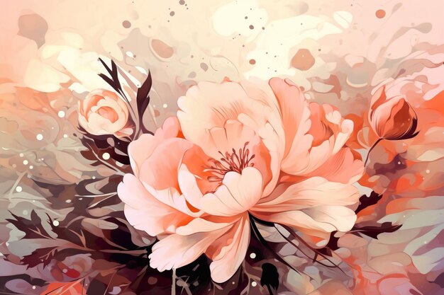 beautiful abstract peony rose floral illustration