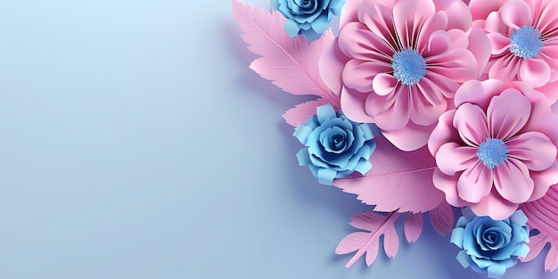 Beautiful abstract purle pink blue floral background design with copy space generative ai