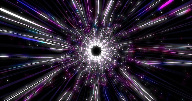 Photo beautiful abstract purple tunnel made of futuristic digital stripes and lines glowing with bright