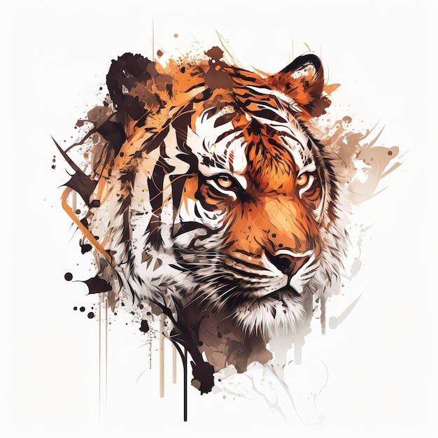 Beautiful abstract tiger portrait on white background