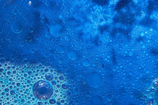 Beautiful abstraction blue water bubbles Background pattern for design Macro photography view