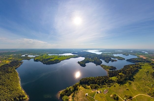 Beautiful aerial photo of Belarusian lake