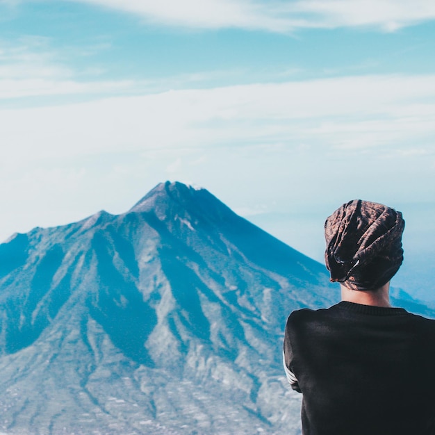 beautiful aerial sky view in merbabu montain