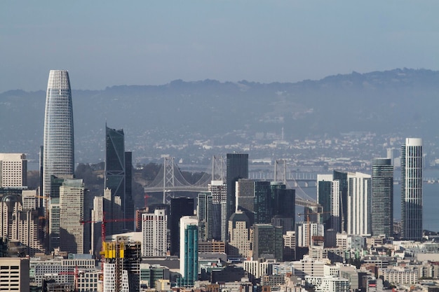 Beautiful aerial view of San Francisco skyline at daytime California USA