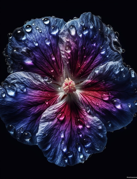 beautiful aesthetics image of colorful flowers with dew drops Generative AI