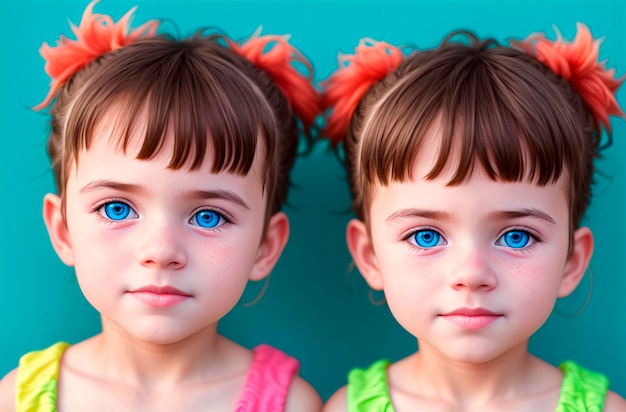 Beautiful african American twin girls kid Generative AI