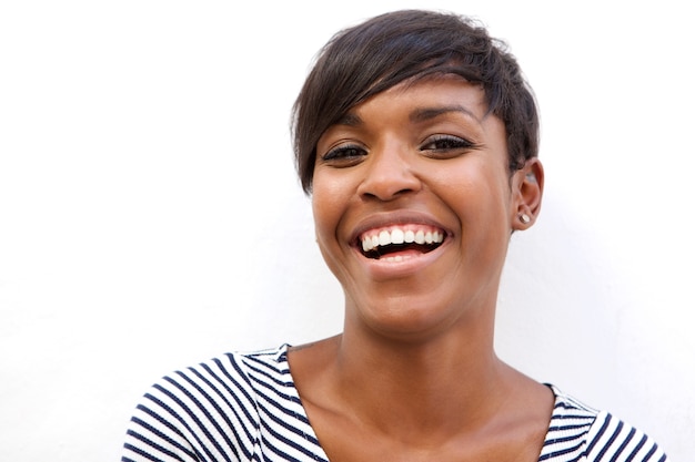 Beautiful african american woman laughing 