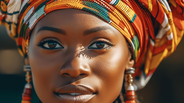 Beautiful african american woman wears traditional clothes