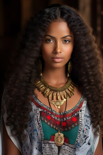 Beautiful african american woman with afro hairstyle