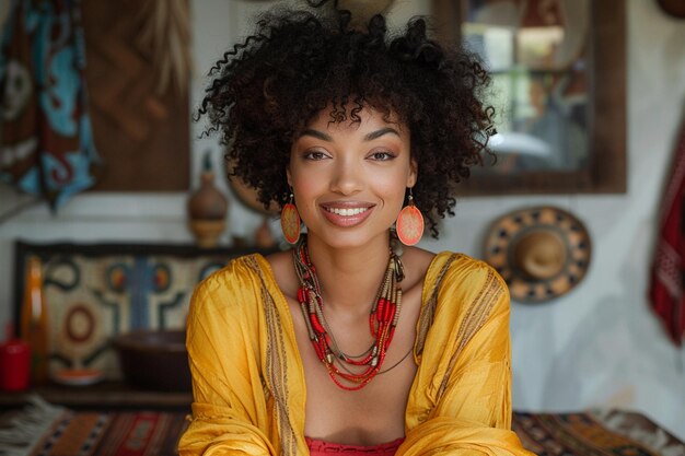 Photo beautiful afro american brazilian woman in carnival clothes inviting with hands