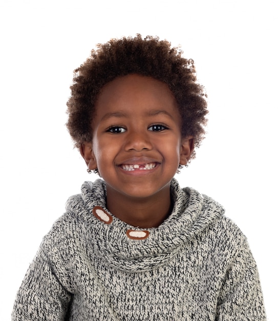 Beautiful Afro-American child without some teeth