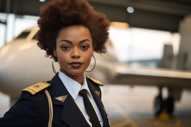 Photo beautiful afro american stewardess portrait photo in the world