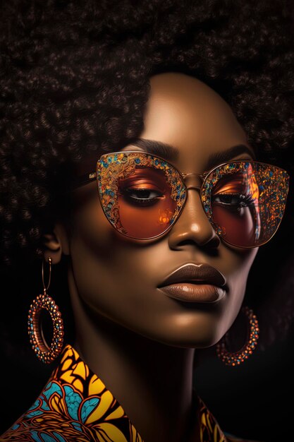 Beautiful afroamerican woman with luxury sunglasses AIGenerated