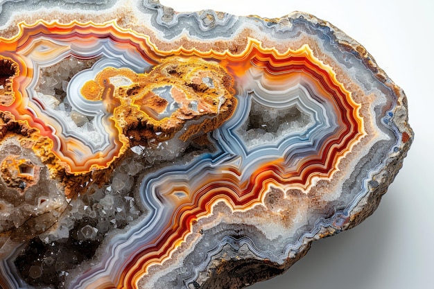 Photo beautiful agate with orange and white crystal layers