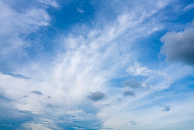 Beautiful airatmosphere bright blue sky background abstract clear texture with white clouds