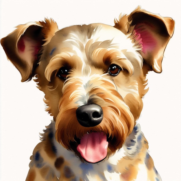 A beautiful Airedale Terrier dog Watercolor painting Dynamic Elegance Generative AI