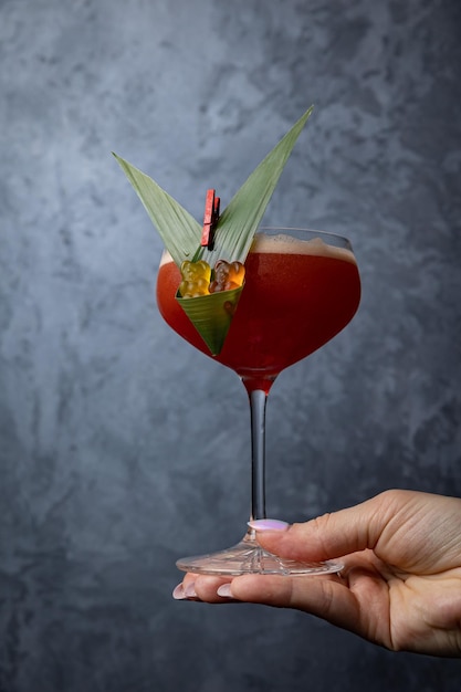 a beautiful alcoholic cocktail from the barman of the restaurant