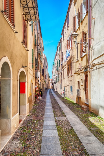 The beautiful alley of Alghero old city