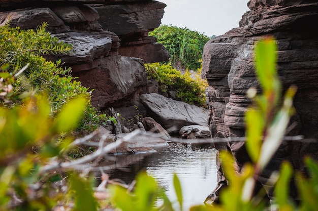 Beautiful amazing of rocks, Natural of rock canyon in mekhong river , Hat Chom Dao, Ubon Ratchathani province, North east Thailand